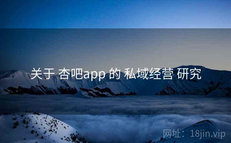 关于 杏吧app 的 私域经营 研究